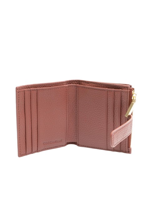 METALLIC SOFT Cartera mini de piel brandy - Carteras Mujer