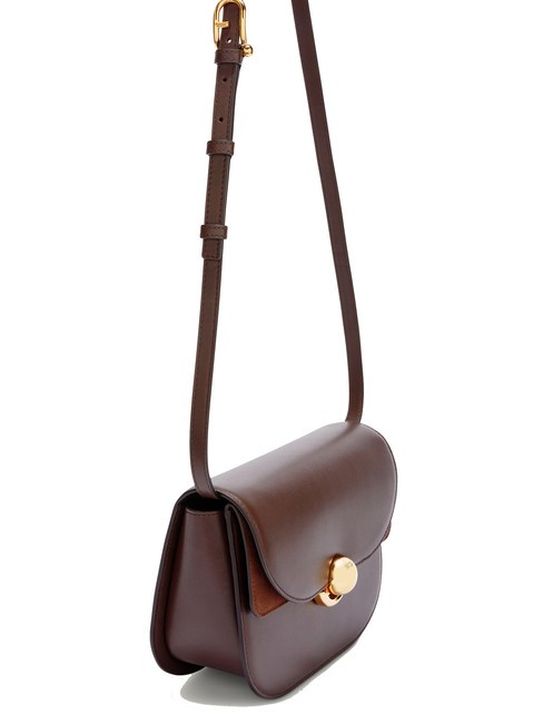 SFERA Bolso de piel con solapa chocolate - Bolsos Mujer