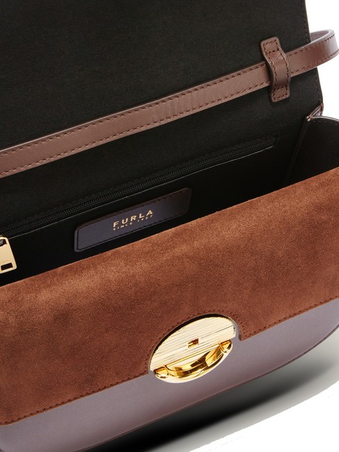 SFERA Bolso de piel con solapa chocolate - Bolsos Mujer