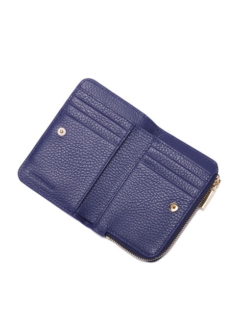 METALLIC SOFT Cartera peque&ntilde;a en piel texturizada azul real - Carteras Mujer