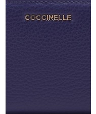 COCCINELLE METALLIC SOFT Cartera peque&ntilde;a en piel texturizada azul real - Carteras Mujer - 3