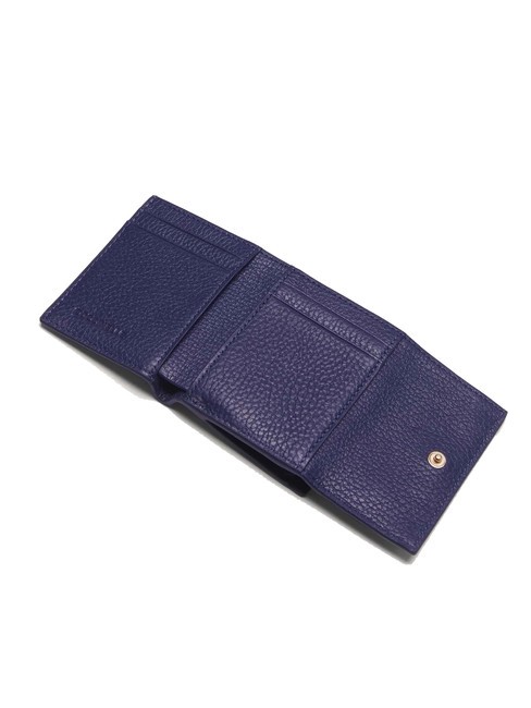 METALLIC SOFT Cartera de piel granulada azul real - Carteras Mujer