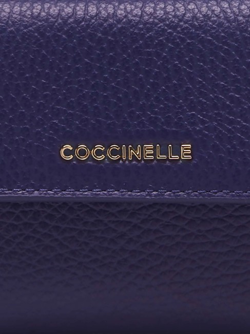 METALLIC SOFT Cartera de piel granulada azul real - Carteras Mujer