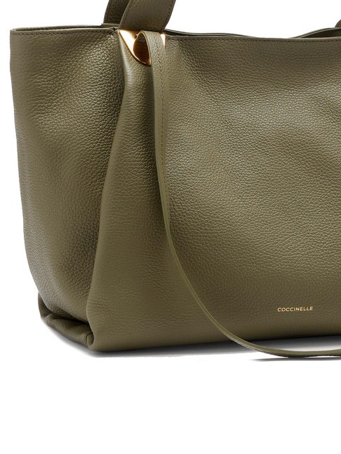 OLIVER Bolso de piel con doble asa verde laurel - Bolsos Mujer