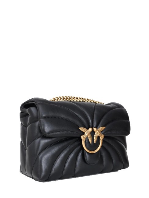 LOVE PUFF CLASSIC Bolso bandolera en piel de napa negro-oro antiguo - Bolsos Mujer