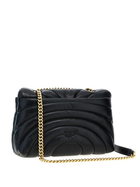 LOVE PUFF CLASSIC Bolso bandolera en piel de napa negro-oro antiguo - Bolsos Mujer