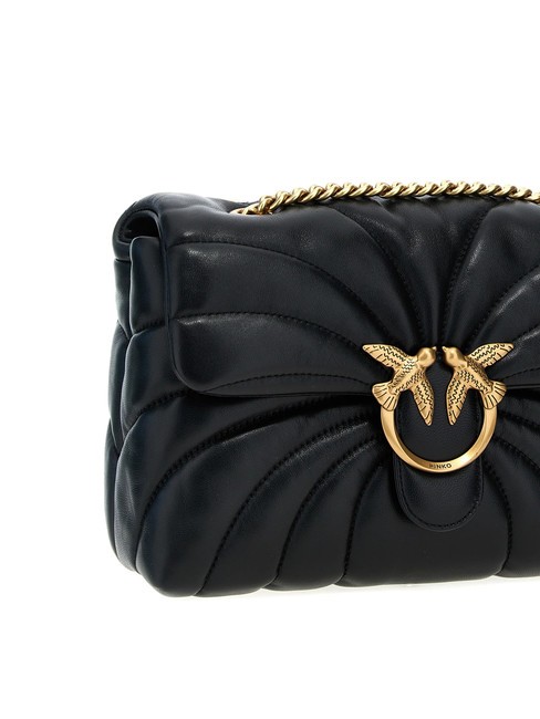 LOVE PUFF CLASSIC Bolso bandolera en piel de napa negro-oro antiguo - Bolsos Mujer