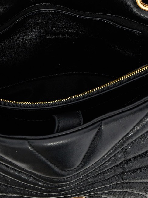 LOVE PUFF CLASSIC Bolso bandolera en piel de napa negro-oro antiguo - Bolsos Mujer