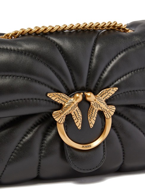 LOVE PUFF MINI Mini bolso bandolera en napa negro-oro antiguo - Bolsos Mujer