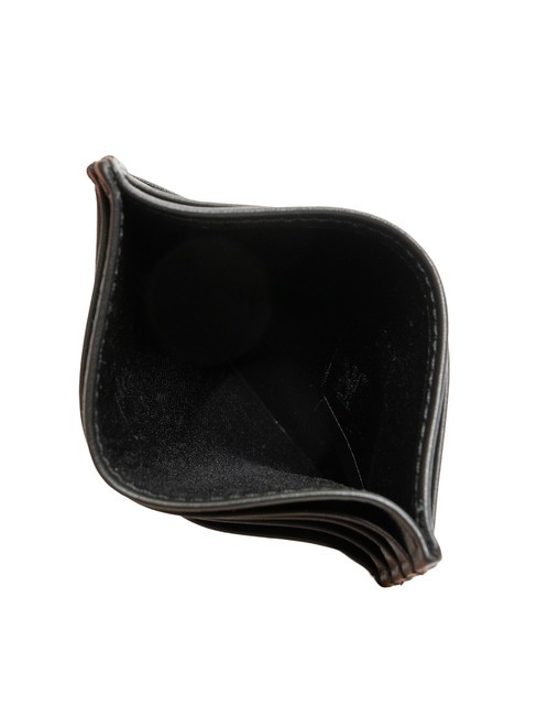 EMBOSSED LOGO Tarjetero plano de piel negro - Carteras Hombre