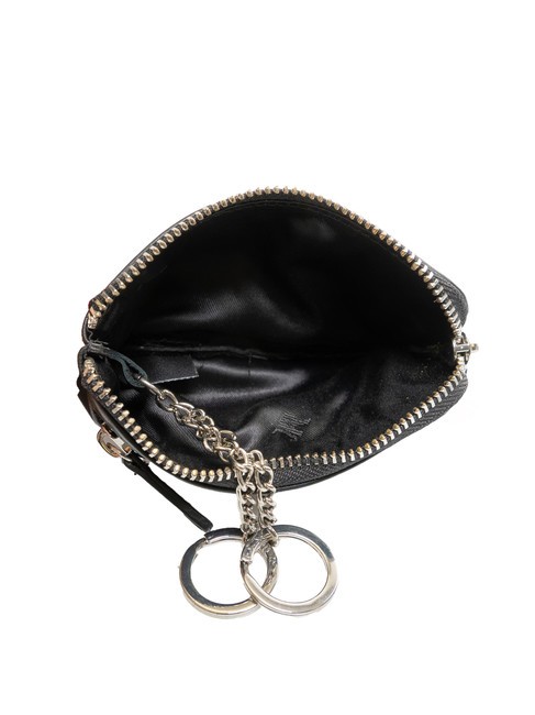 EMBOSSED LOGO Llavero de piel con 2 anillas. negro - Llaveros