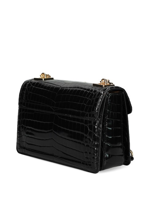 CHAIN CROCO Bolso bandolera estampado negro - Bolsos Mujer