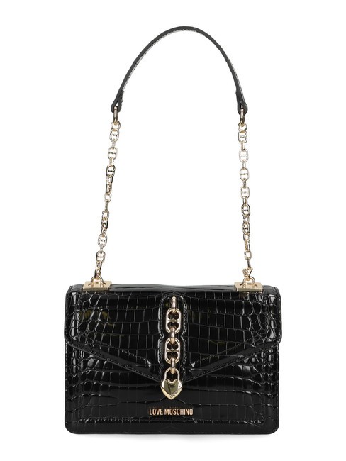 CHAIN CROCO Bolso bandolera estampado negro - Bolsos Mujer