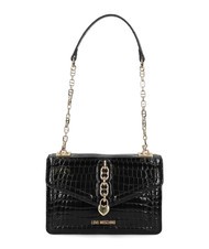 LOVE MOSCHINO CHAIN CROCO Bolso bandolera estampado negro - Bolsos Mujer - 4