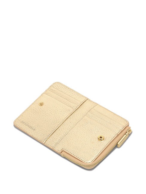 METALLIC SOFT Tarjetero de piel dorado - Carteras Mujer