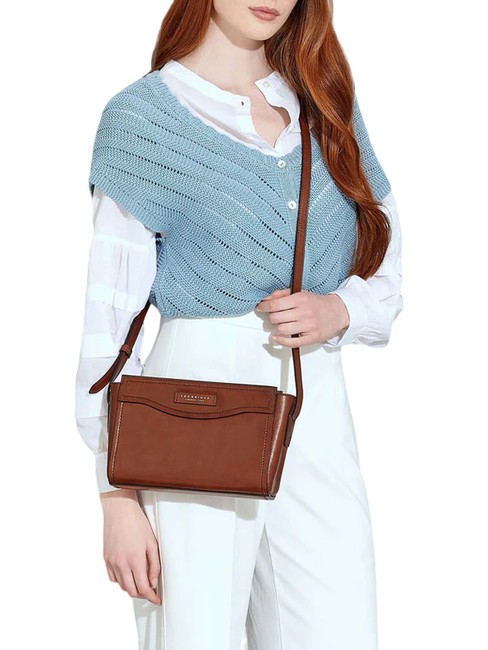 ANGELA Bolso bandolera, en piel. BROWN - Bolsos Mujer