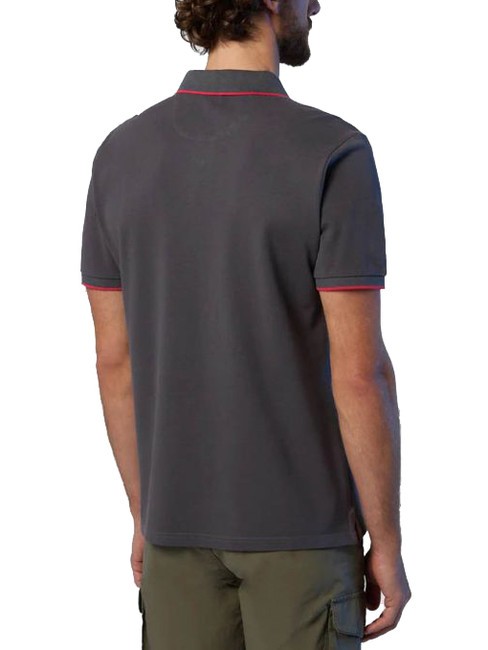 COLLAR STRIPED Polo de manga corta de algodón gris hierro - camisa polo