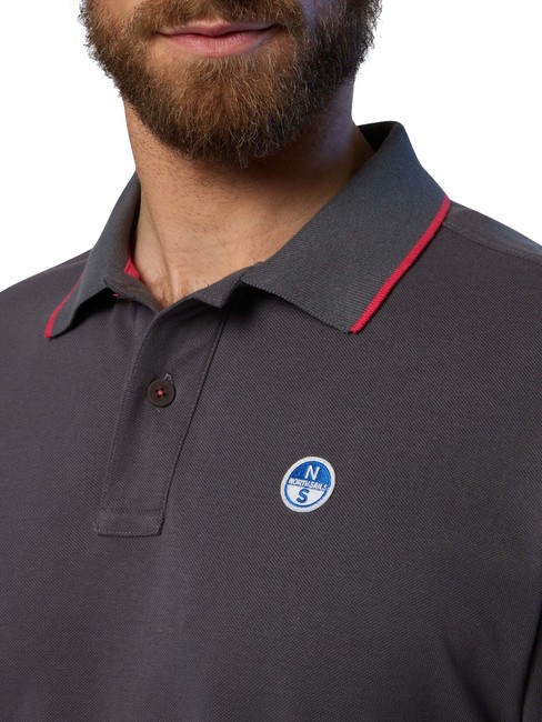 COLLAR STRIPED Polo de manga corta de algodón gris hierro - camisa polo