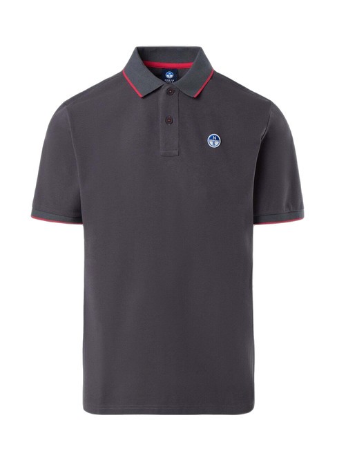 COLLAR STRIPED Polo de manga corta de algodón gris hierro - camisa polo