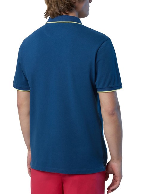 COLLAR STRIPED Polo de manga corta de algod&oacute;n Denim oscuro - camisa polo