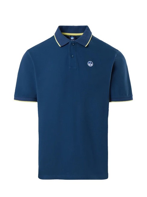 COLLAR STRIPED Polo de manga corta de algodón Denim oscuro - camisa polo