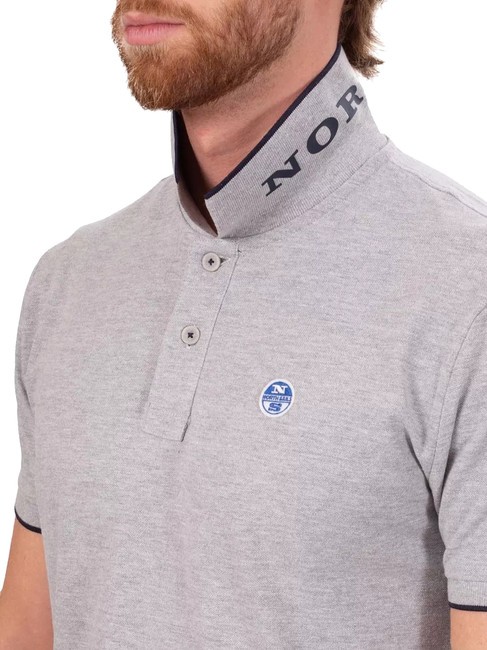 COLLAR STRIPED Polo de manga corta de algodón mezcla gris - camisa polo