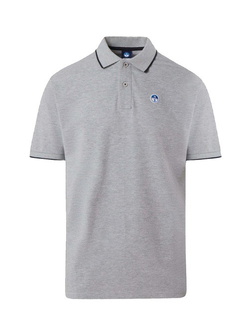 COLLAR STRIPED Polo de manga corta de algodón mezcla gris - camisa polo