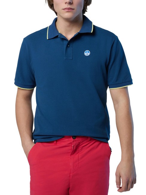 COLLAR STRIPED Polo de manga corta de algod&oacute;n Denim oscuro - camisa polo