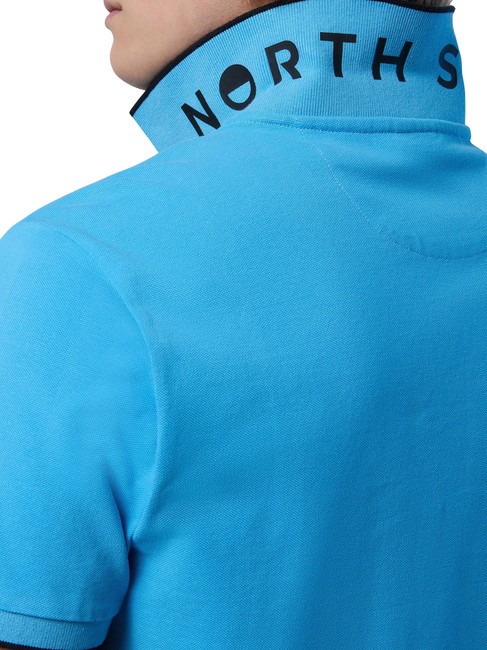 COLLAR STRIPED Polo de manga corta de algodón azul cielo - camisa polo