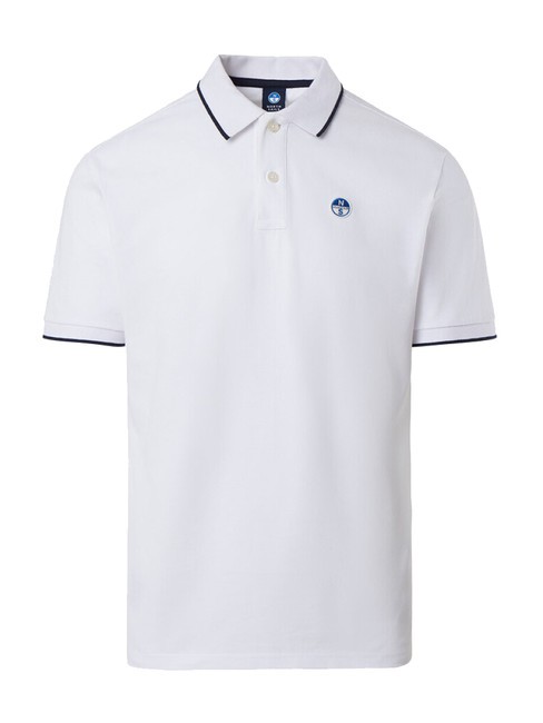 COLLAR STRIPED Polo de manga corta de algod&oacute;n blanco - camisa polo