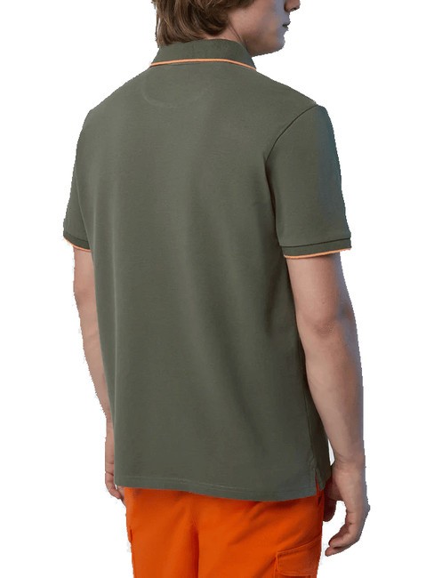 COLLAR STRIPED Polo de manga corta de algodón aceitunas polvorientas - camisa polo