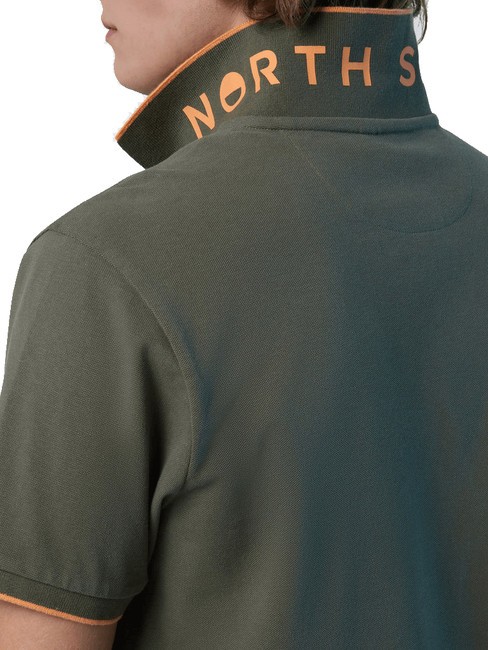 COLLAR STRIPED Polo de manga corta de algodón aceitunas polvorientas - camisa polo