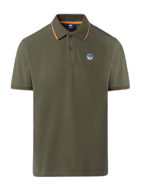 COLLAR STRIPED Polo de manga corta de algodón aceitunas polvorientas - camisa polo