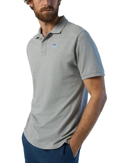 BASIC Polo de manga corta de algodón mezcla gris - camisa polo