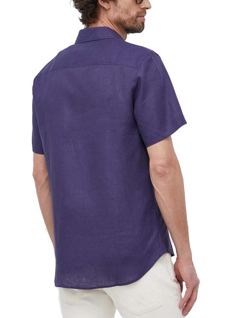 N|S Camisa de lino de manga corta Azul marino - Camisas de hombre