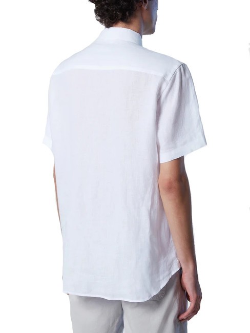 N|S Camisa de lino de manga corta blanco - Camisas de hombre