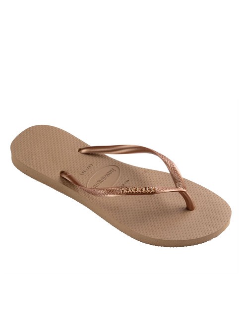 SLIM LOGO Chancletas rosa / oro - Zapatos Mujer