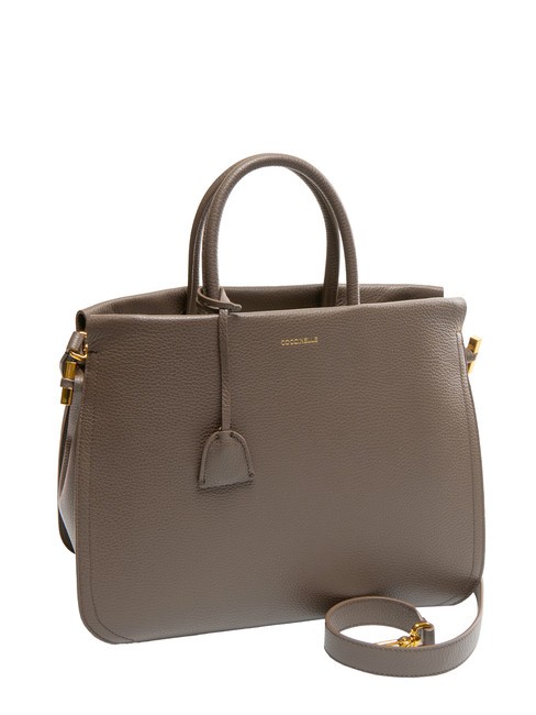 BLUE SOFT Bolso de mano en piel martillada &eacute;bano - Bolsos Mujer