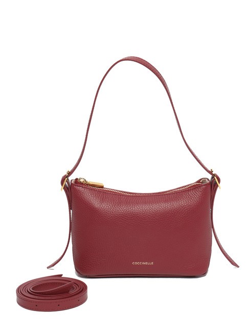 CHERRY Bolso bandolera peque&ntilde;o de piel rojo granate - Bolsos Mujer