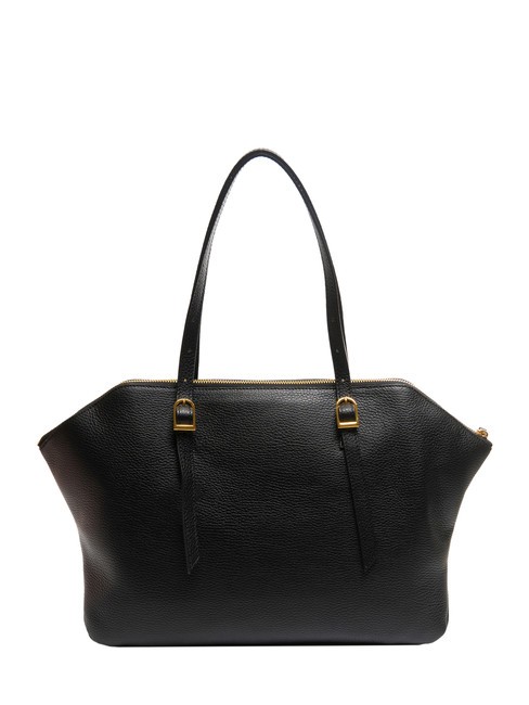 CHERRY Bolso shopping al hombro de piel martillada negro - Bolsos Mujer