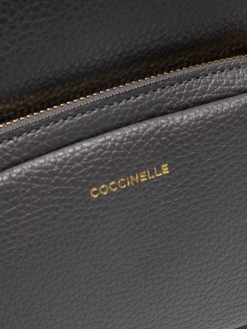 JEN Mochila redonda de piel con bolsillo. pizarra - Bolsos Mujer