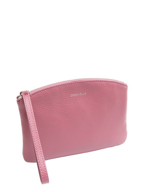 ROUNDED ENVELOPE Bolso de mano de piel con pu&ntilde;o rosa pulpa - Bolsos Mujer