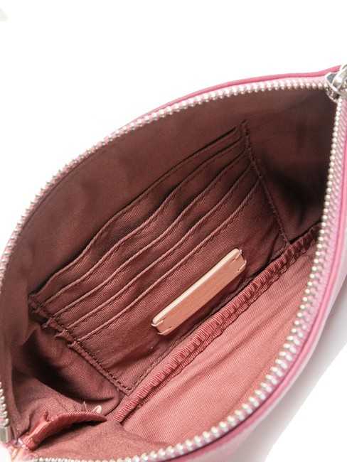 ROUNDED ENVELOPE Bolso de mano de piel con pu&ntilde;o rosa pulpa - Bolsos Mujer