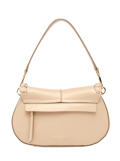 HELENA ROUND Bolso de piel con solapa crema - Bolsos Mujer