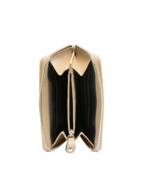 SIERRA Cartera mediana de piel con cremallera BEIGE - Carteras Mujer