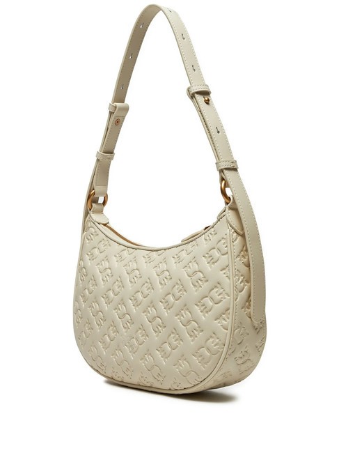 HALF MOON MINI  Bolso bandolera, en piel. blanco seda-oro antiguo - Bolsos Mujer