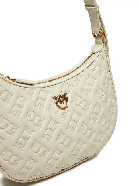 HALF MOON MINI  Bolso bandolera, en piel. blanco seda-oro antiguo - Bolsos Mujer
