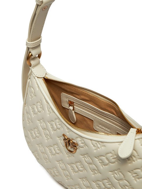 HALF MOON MINI  Bolso bandolera, en piel. blanco seda-oro antiguo - Bolsos Mujer