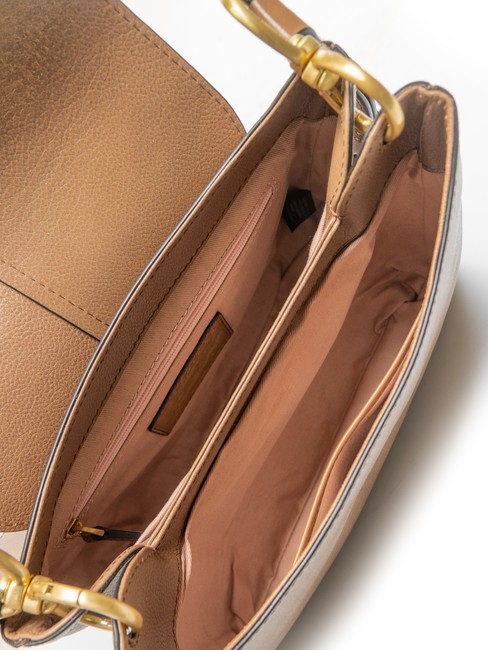 ELISABETTA Bolso bandolera de piel con solapa ostra abb. oro - Bolsos Mujer