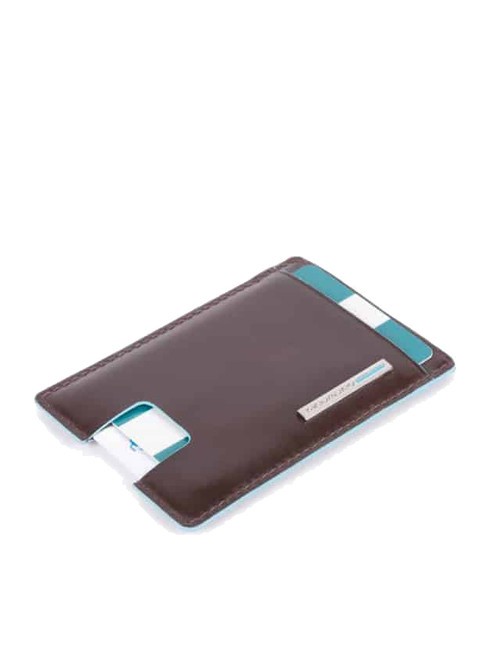 CAMPIONARIO - BLUE SQUARE  Tarjetero plano de piel CAOBA - Carteras Hombre